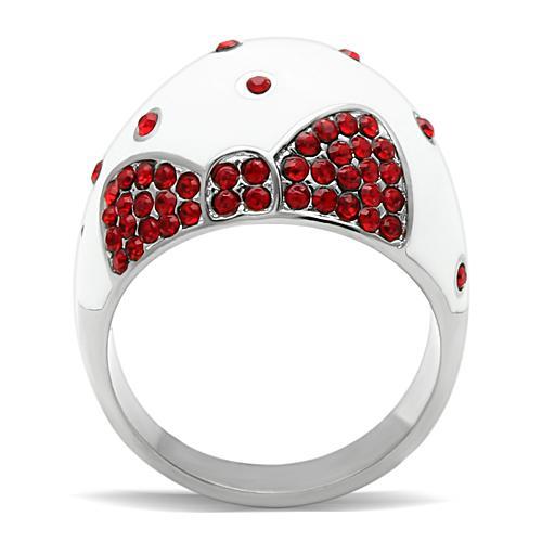 TK260 - High polished (no plating) Stainless Steel Ring with Top Grade Crystal in Ruby