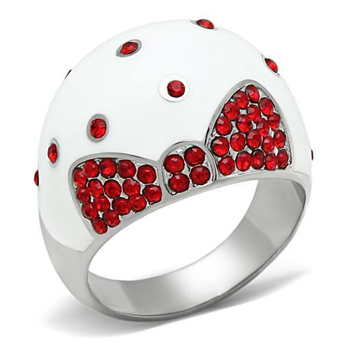 TK260 - High polished (no plating) Stainless Steel Ring with Top Grade Crystal in Ruby