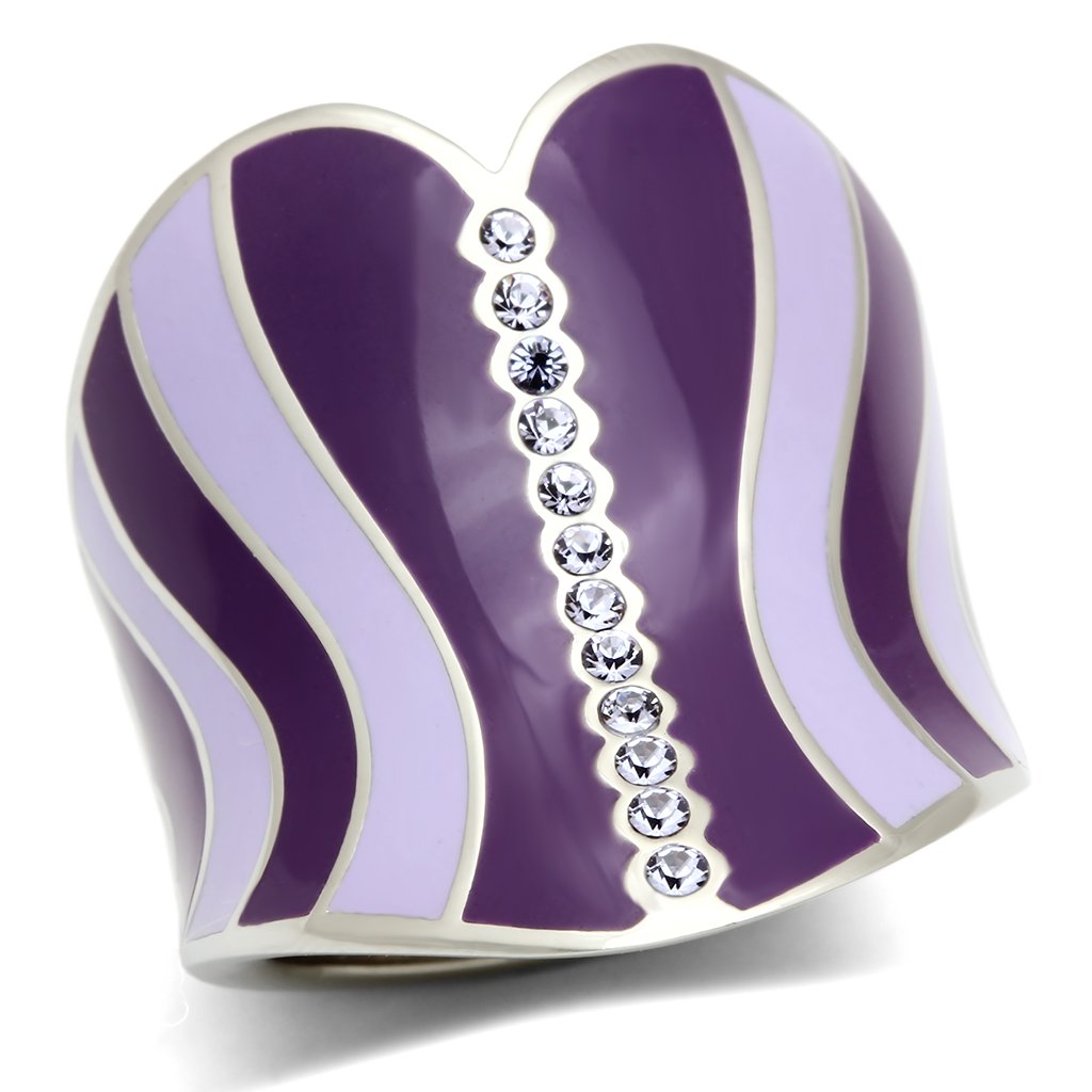 TK262 - High polished (no plating) Stainless Steel Ring with Top Grade Crystal in Sea Blue