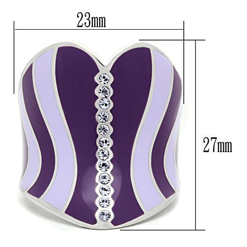 TK262 - High polished (no plating) Stainless Steel Ring with Top Grade Crystal in Sea Blue