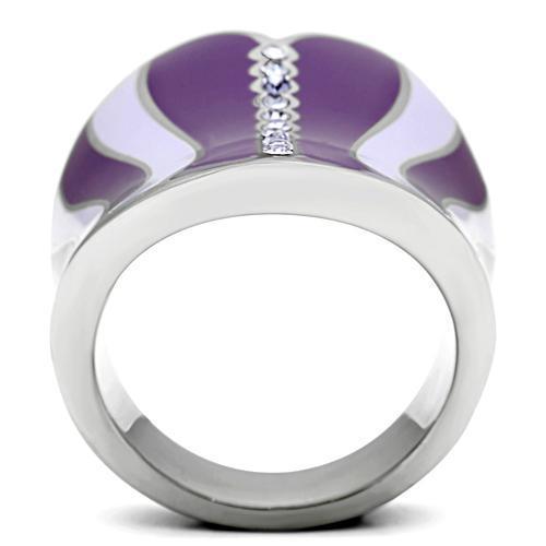 TK262 - High polished (no plating) Stainless Steel Ring with Top Grade Crystal in Sea Blue