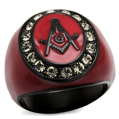 TK2638 - IP Black(Ion Plating) Stainless Steel Ring with Top Grade Crystal in Black Diamond