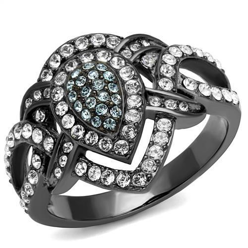 TK2679 - IP Light Black (IP Gun) Stainless Steel Ring with Top Grade Crystal in Multi Color