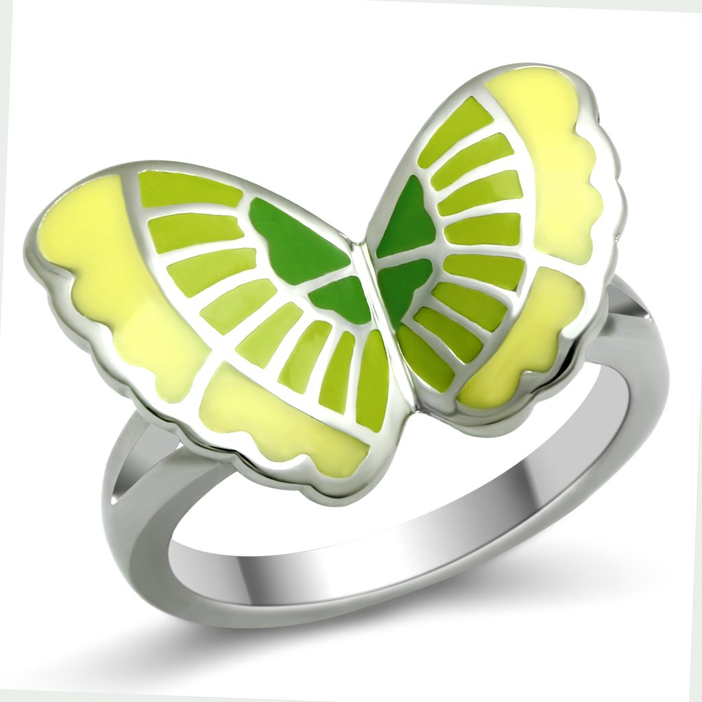 TK267 - High polished (no plating) Stainless Steel Ring with Epoxy in No Stone