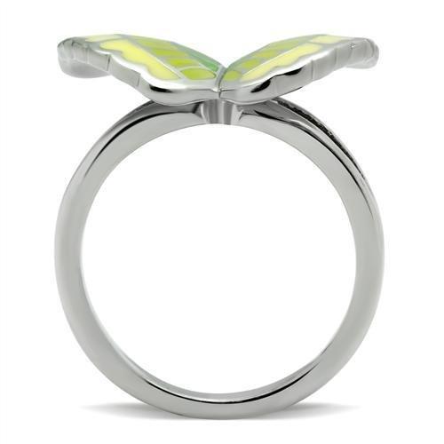 TK267 - High polished (no plating) Stainless Steel Ring with Epoxy in No Stone