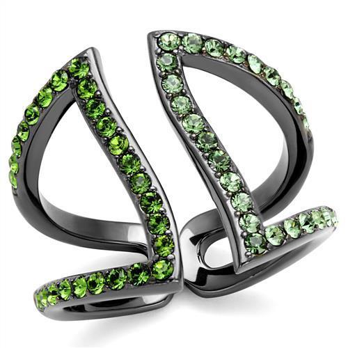 TK2694 - IP Light Black (IP Gun) Stainless Steel Ring with Top Grade Crystal in Multi Color