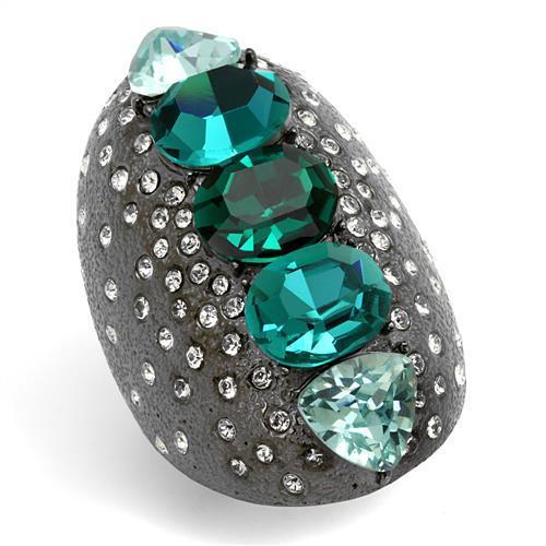 TK2698 - IP Light Black (IP Gun) Stainless Steel Ring with Top Grade Crystal in Multi Color