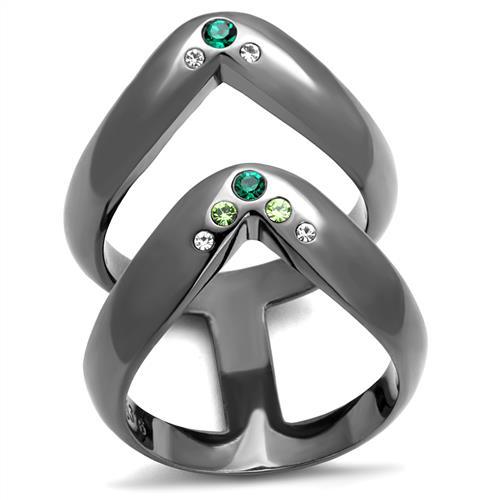 TK2757 - IP Light Black (IP Gun) Stainless Steel Ring with Top Grade Crystal in Multi Color