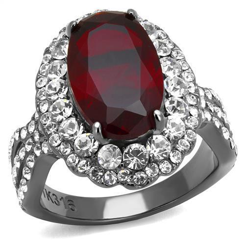 TK2761 - IP Light Black (IP Gun) Stainless Steel Ring with Synthetic Synthetic Glass in Siam