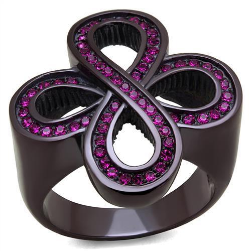 TK2763 - IP Dark Brown (IP coffee) Stainless Steel Ring with Top Grade Crystal in Fuchsia