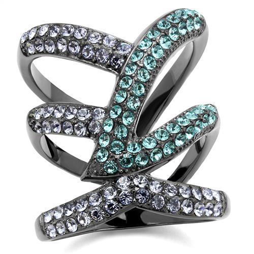 TK2766 - IP Light Black (IP Gun) Stainless Steel Ring with Top Grade Crystal in Multi Color