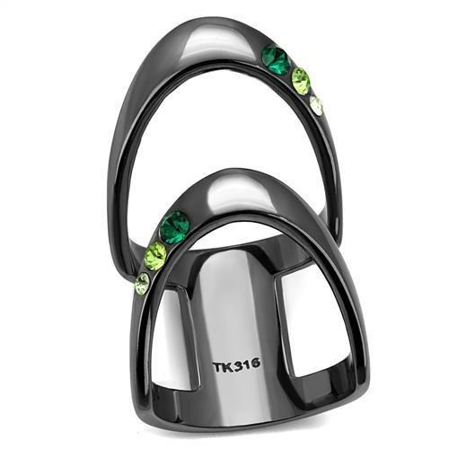 TK2768 - IP Light Black (IP Gun) Stainless Steel Ring with Top Grade Crystal in Multi Color