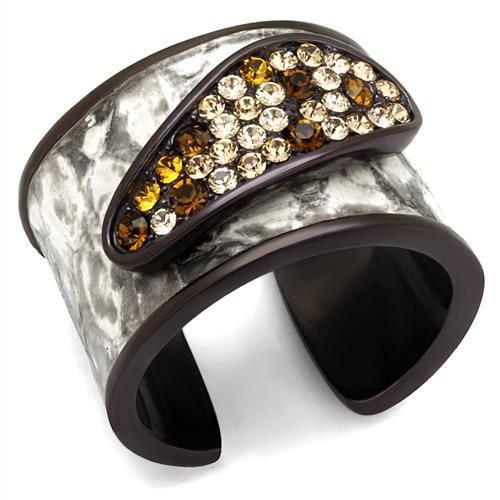 TK2781 - IP Dark Brown (IP coffee) Stainless Steel Ring with Top Grade Crystal in Multi Color
