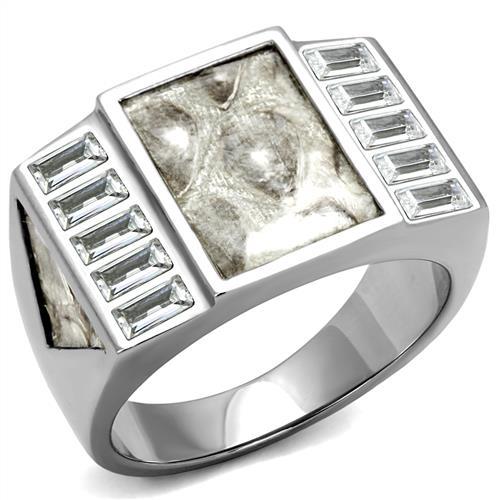 TK2784 - No Plating Stainless Steel Ring with AAA Grade CZ in Clear