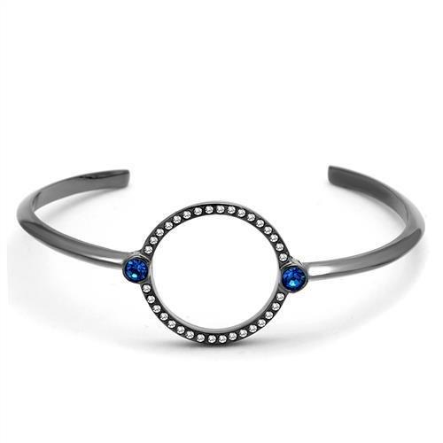 TK2792 - IP Light Black (IP Gun) Stainless Steel Bangle with Top Grade Crystal in Capri Blue
