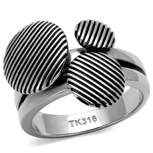 TK2973 - High polished (no plating) Stainless Steel Ring with Epoxy in Jet