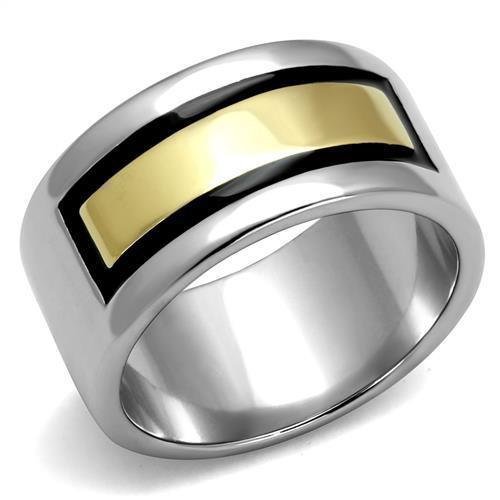 TK3008 - Two-Tone IP Gold (Ion Plating) Stainless Steel Ring with Epoxy in Jet