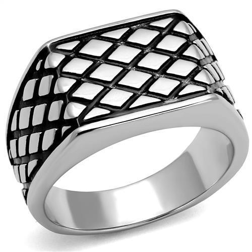 TK3009 - High polished (no plating) Stainless Steel Ring with Epoxy in Jet