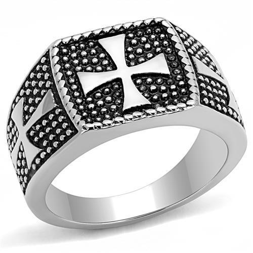 TK3045 - High polished (no plating) Stainless Steel Ring with Epoxy in Jet
