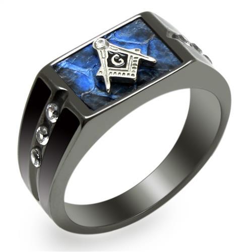 TK3116 - Two-Tone IP Black Stainless Steel Ring with AAA Grade CZ in Clear