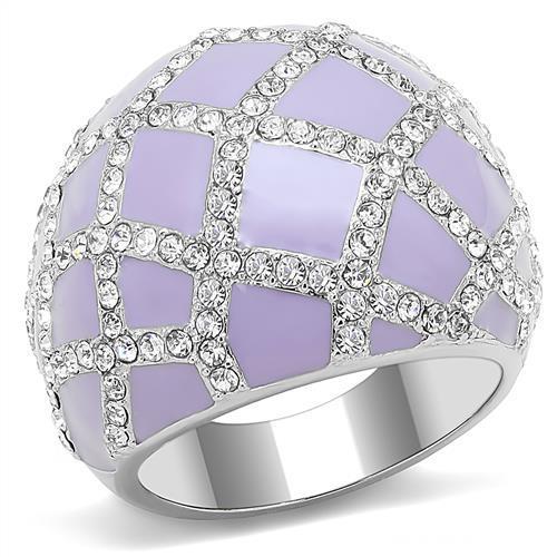 TK3143 - High polished (no plating) Stainless Steel Ring with Top Grade Crystal in Clear