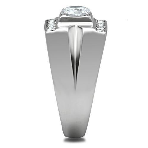 TK316 - High polished (no plating) Stainless Steel Ring with AAA Grade CZ in Clear