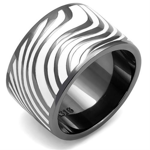 TK3171 - IP Light Black (IP Gun) Stainless Steel Ring with Epoxy in White