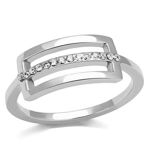 TK3177 - High polished (no plating) Stainless Steel Ring with AAA Grade CZ in Clear