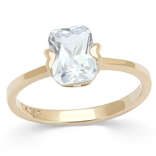 TK3179 - IP Rose Gold(Ion Plating) Stainless Steel Ring with AAA Grade CZ in Clear
