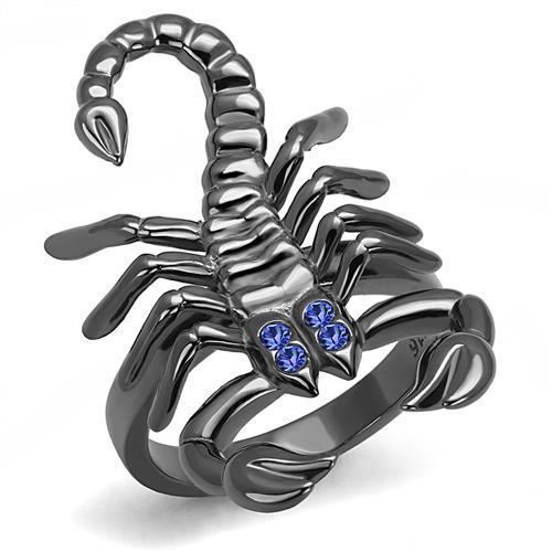 TK3205 - IP Light Black (IP Gun) Stainless Steel Ring with Top Grade Crystal in Sapphire