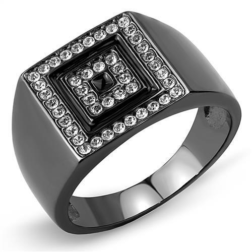 TK3220 - IP Light Black (IP Gun) Stainless Steel Ring with Top Grade Crystal in Clear