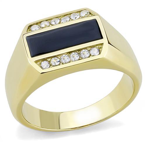 TK3222 - IP Gold(Ion Plating) Stainless Steel Ring with AAA Grade CZ in Clear