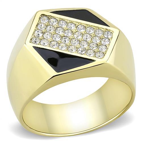 TK3224 - IP Gold(Ion Plating) Stainless Steel Ring with Top Grade Crystal in Clear