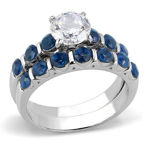 TK3235 - High polished (no plating) Stainless Steel Ring with AAA Grade CZ in Clear