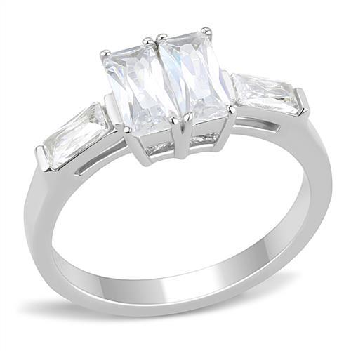 TK3244 - High polished (no plating) Stainless Steel Ring with AAA Grade CZ in Clear