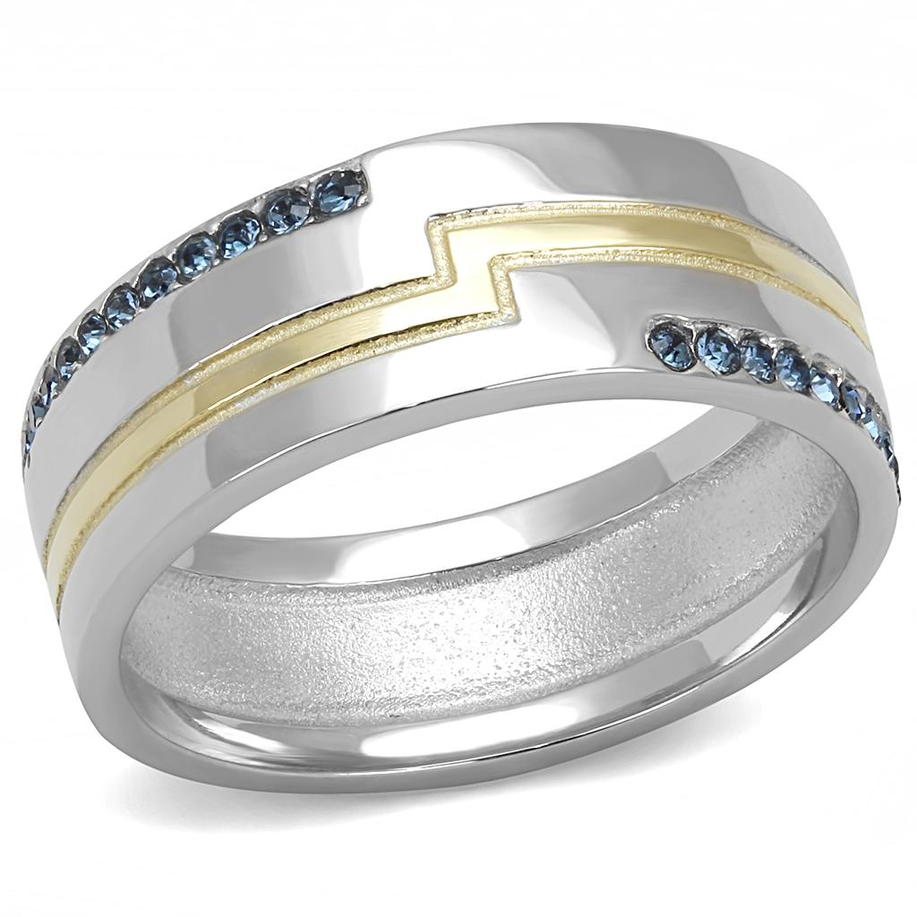 TK3266 - Two-Tone IP Gold (Ion Plating) Stainless Steel Ring with Top Grade Crystal in Montana