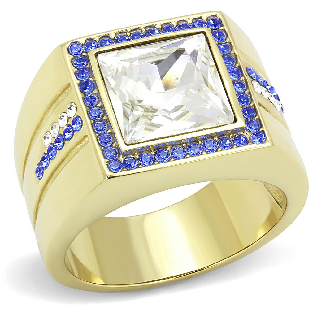 TK3269 - IP Gold(Ion Plating) Stainless Steel Ring with Top Grade Crystal in Clear