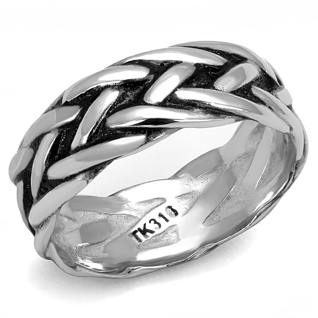 TK3280 - High polished (no plating) Stainless Steel Ring with Epoxy in Jet