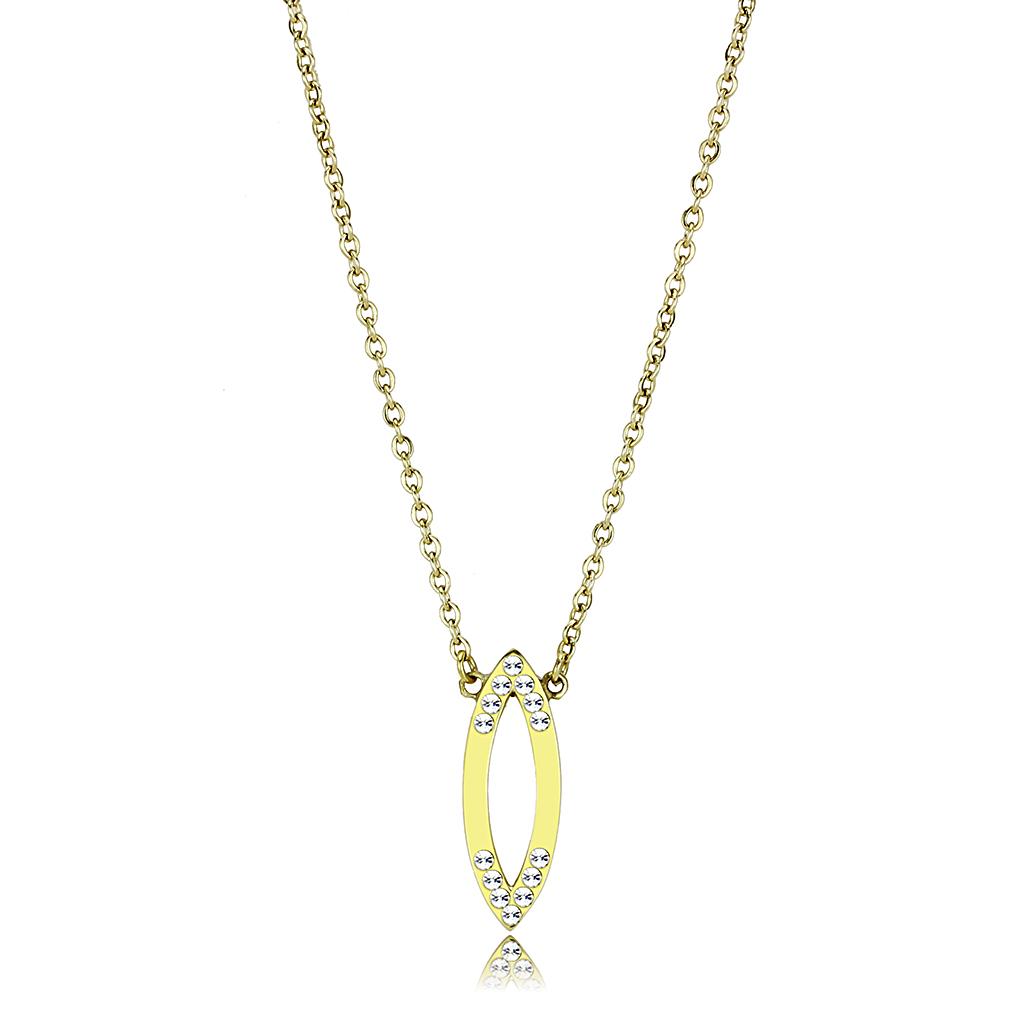 TK3285 - IP Gold(Ion Plating) Stainless Steel Necklace with Top Grade Crystal in Clear