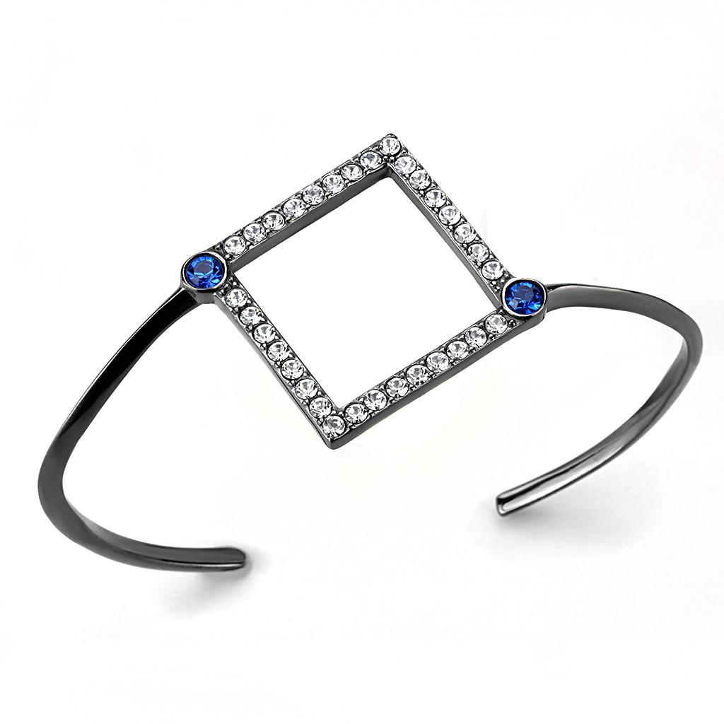 TK3288 - IP Light Black (IP Gun) Stainless Steel Bangle with Top Grade Crystal in Montana