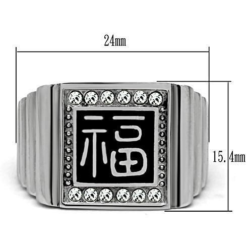 TK329 - High polished (no plating) Stainless Steel Ring with Top Grade Crystal in Clear