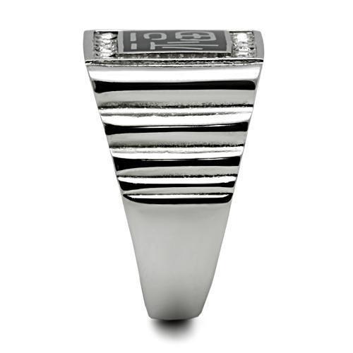 TK329 - High polished (no plating) Stainless Steel Ring with Top Grade Crystal in Clear