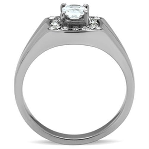 TK353 - High polished (no plating) Stainless Steel Ring with AAA Grade CZ in Clear