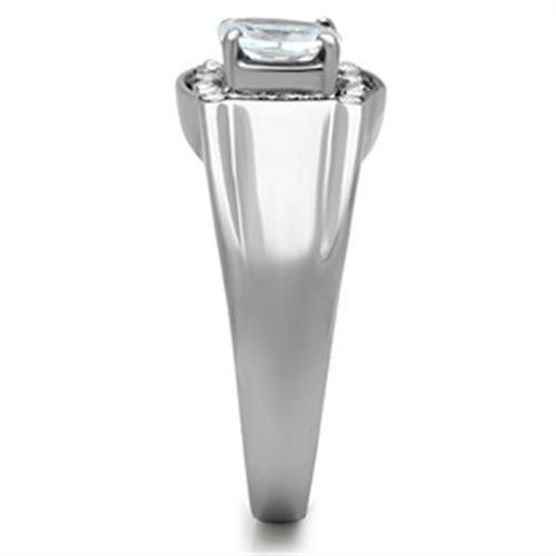 TK353 - High polished (no plating) Stainless Steel Ring with AAA Grade CZ in Clear