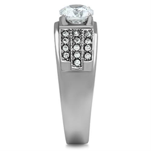 TK354 - High polished (no plating) Stainless Steel Ring with AAA Grade CZ in Clear