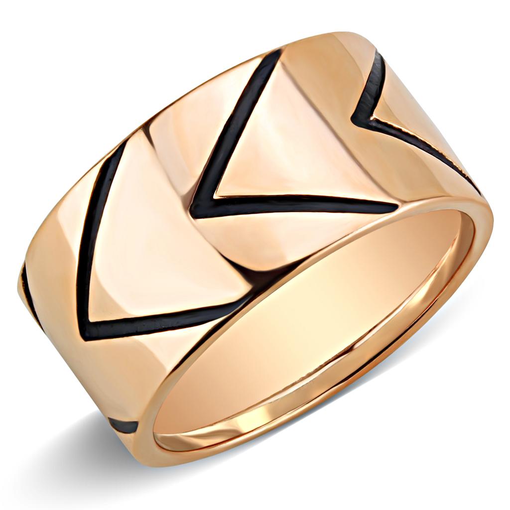 TK3563 - IP Rose Gold(Ion Plating) Stainless Steel Ring with Epoxy in Jet