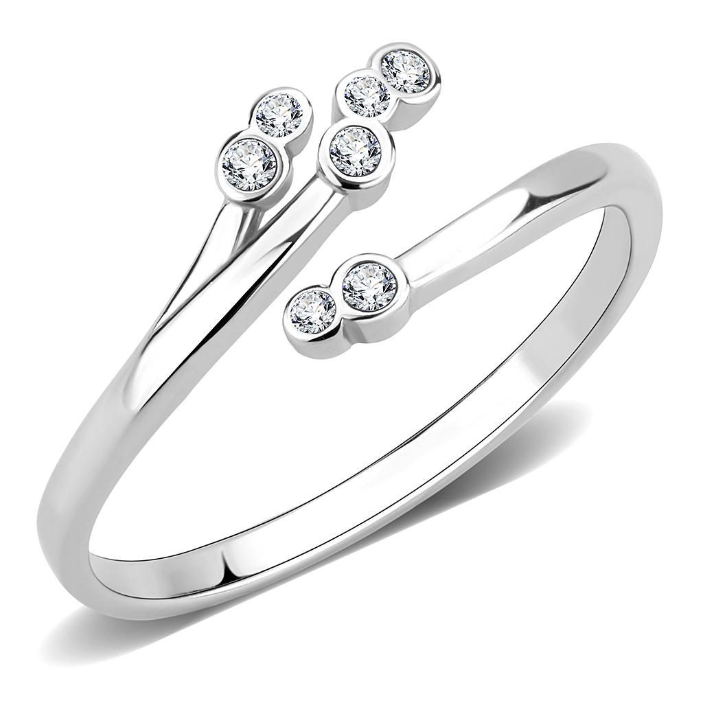 TK3570 - No Plating Stainless Steel Ring with AAA Grade CZ in Clear