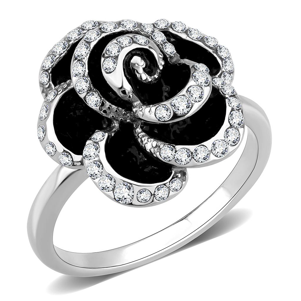 TK3577 - No Plating Stainless Steel Ring with Top Grade Crystal in Clear