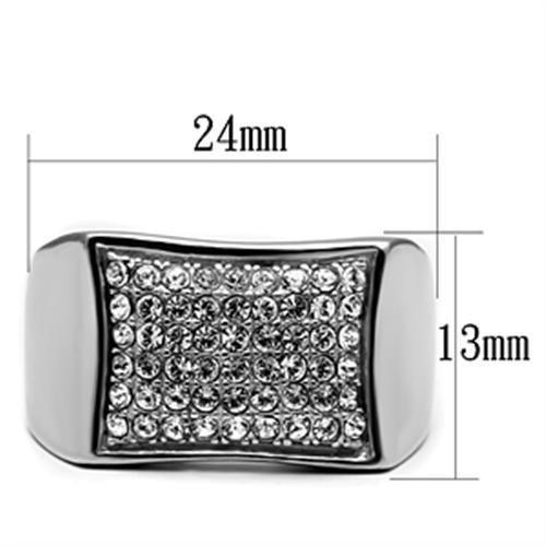 TK357 - High polished (no plating) Stainless Steel Ring with Top Grade Crystal in Clear