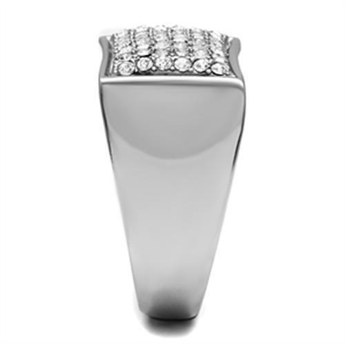 TK357 - High polished (no plating) Stainless Steel Ring with Top Grade Crystal in Clear